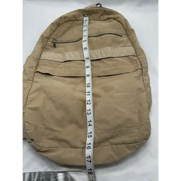 Vintage Eddie Bauer Nylon Backpack Crossbody Convertible Beige Gorpcore Hiking